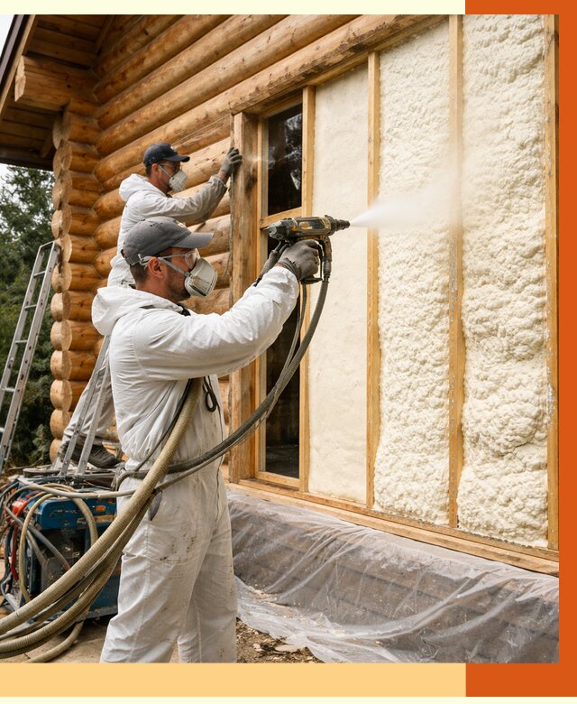 Утепление деревянного дома ППУ в Новоуральске от 4287 руб/м2 | ТепломастерНву — под ключ