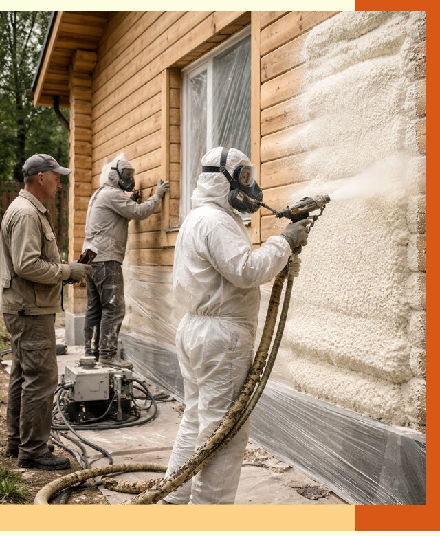 Утепление дома из бруса ППУ в Новоуральске от 3930 руб/м2 под ключ | ТепломастерНву