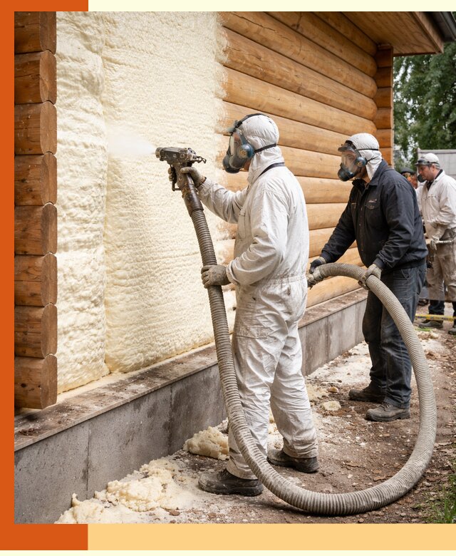 Утепление дома из бруса пенополиуретаном в Новоуральске