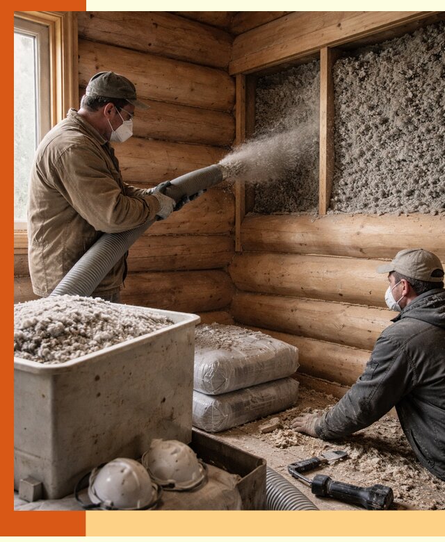 Утепление дома из бруса эковатой в Новоуральске