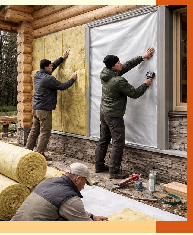 Утепление бревенчатого дома в Новоуральске от 7809 руб/м2 — заказать под ключ | ТепломастерНву