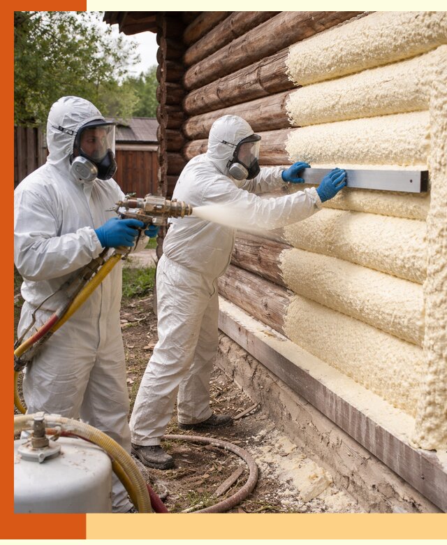 Утепление бревенчатого дома ППУ в Новоуральске эффективной изоляцией