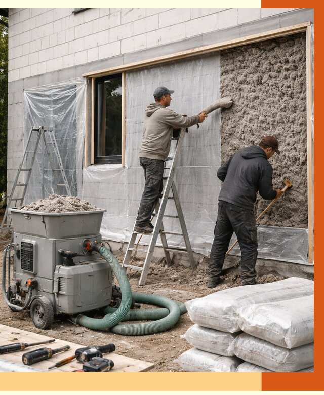 Утепление дома из газобетона эковатой в Новоуральске от 4594 руб./м2 | ТепломастерНву