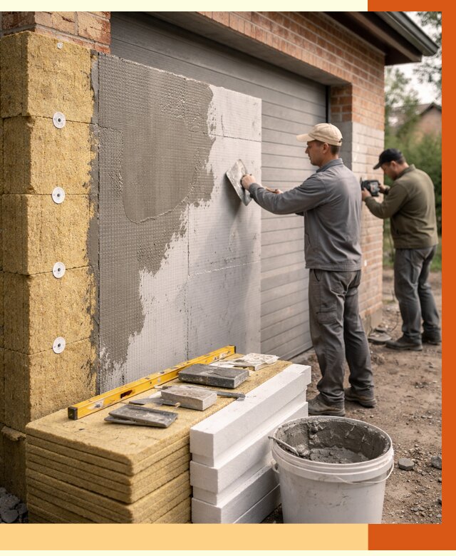 Утепление гаража снаружи в Новоуральске от 4287 руб. за м2 — наружное утепление под ключ | ТепломастерНву