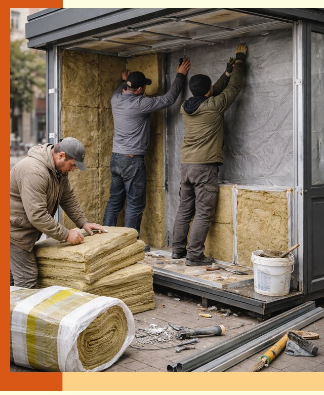 Утепление павильона шаурмы под ключ в Новоуральске