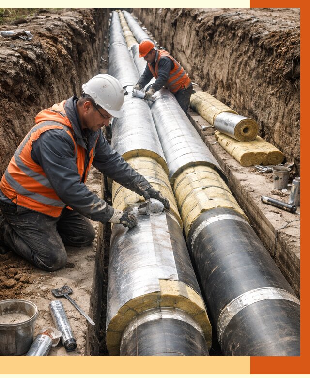 Утепление теплотрассы в Новоуральске от 4594 руб./м2 — ппу и комплексная изоляция | ТепломастерНву