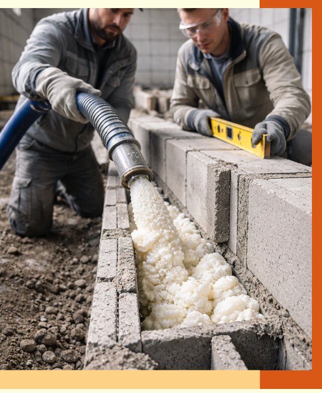 Заполнение колодцевой кладки ППУ в Новоуральске от 4287 руб. за м2 | ТепломастерНву