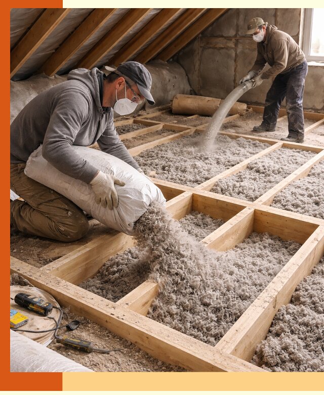 Заполнение полостей чердачного перекрытия в Новоуральске качественно и надёжно