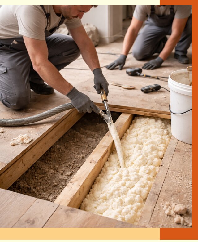 Заполнение пустот пола в Новоуральске от 2756 руб. — утепление пустот пола под ключ | ТепломастерНву