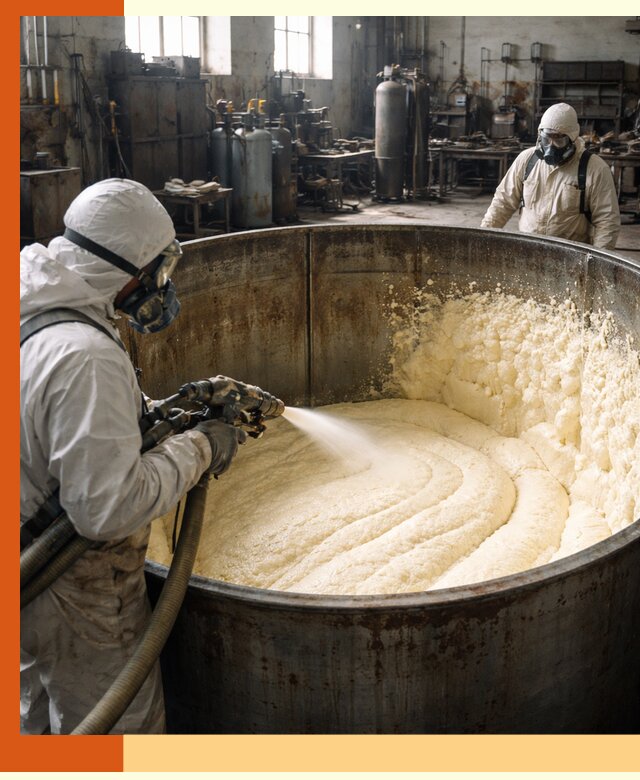 Заливка ппу в емкости с полной изоляцией и герметизацией в Новоуральске