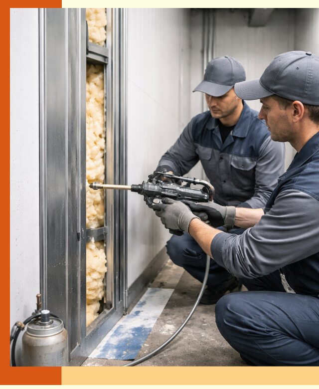 Заполнение пустот холодильных панелей в Новоуральске специализированной пеной