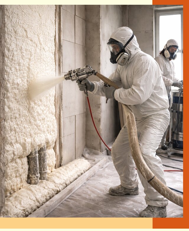 Напыление пенополиуретана в Новоуральске от 7656 руб./м2 — услуги и монтаж ППУ | ТепломастерНву