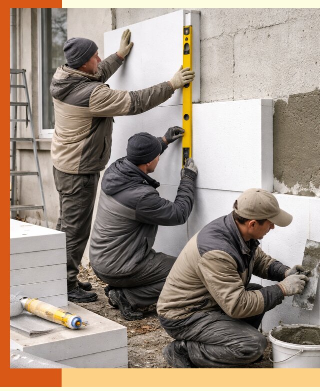 Утепление пенопластом наружных стен и фасадов в Новоуральске