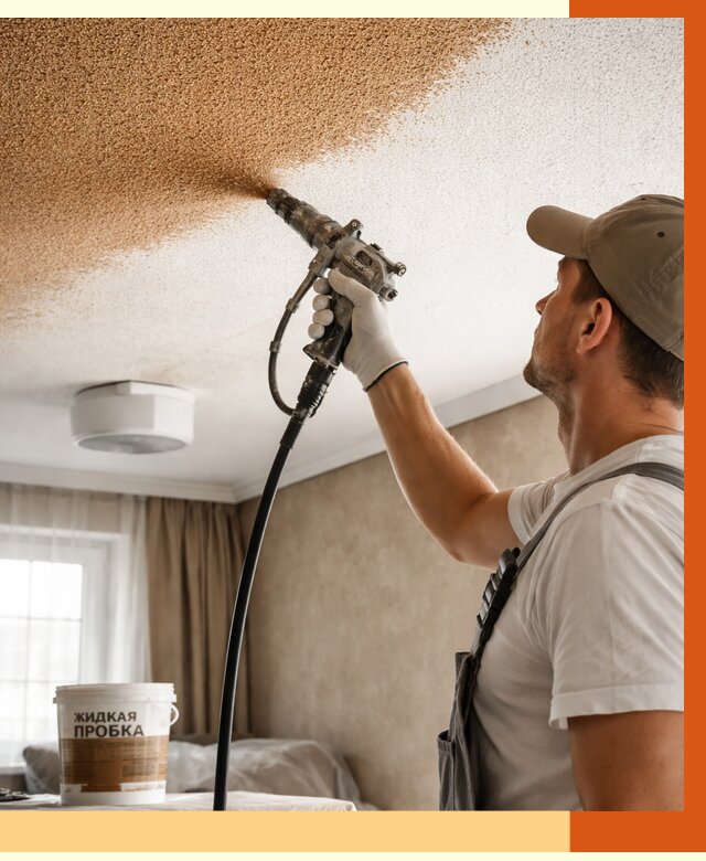 Утепление потолка жидкой пробкой в Новоуральске от 3573 руб. | ТепломастерНву