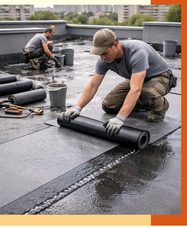 Гидроизоляция плоской кровли в Новоуральске от 4594 руб./м2 — профессионально | ТепломастерНву