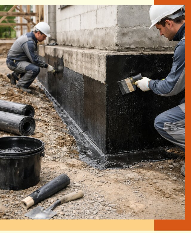 Гидроизоляция фундамента в Новоуральске от 1276 руб. — профессионально, под ключ | ТепломастерНву