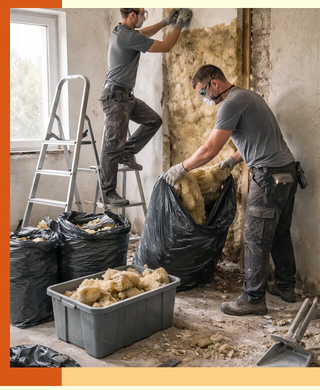 Демонтаж старого утеплителя и вывоз отходов в Новоуральске