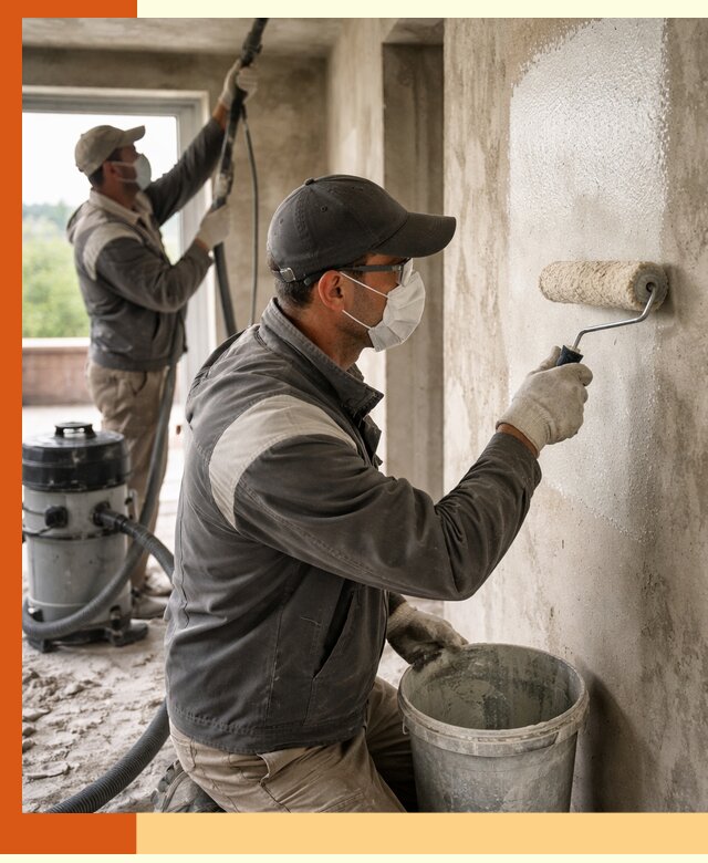 Подготовка поверхности под напыление утеплителя в Новоуральске