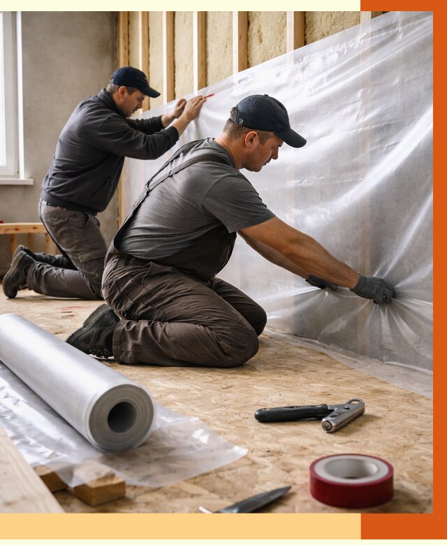 Монтаж пароизоляции в Новоуральске от 2552 руб. — установка и укладка под ключ | ТепломастерНву