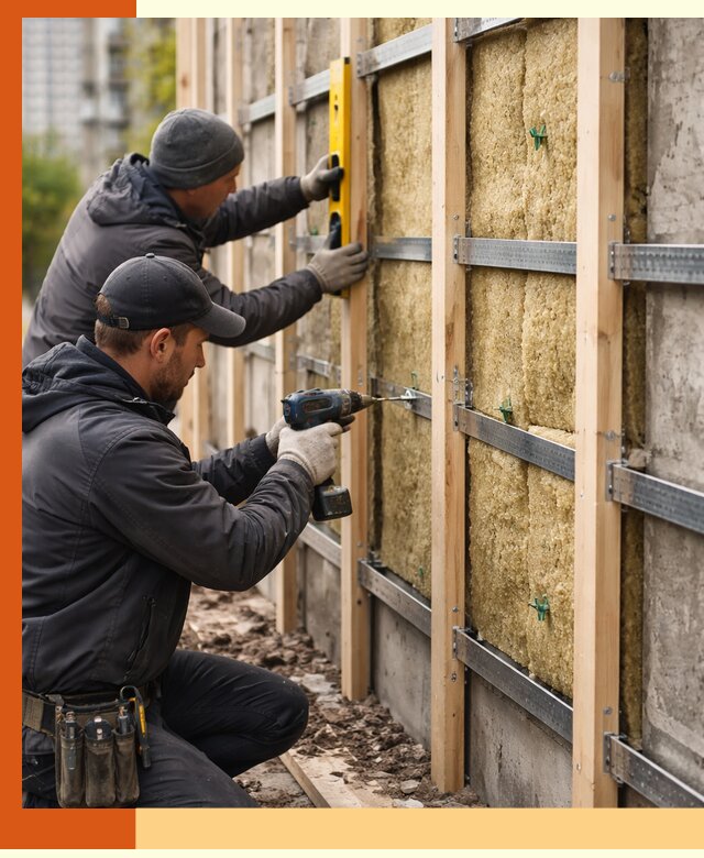 Монтаж обрешетки под утепление зданий и квартир в Новоуральске